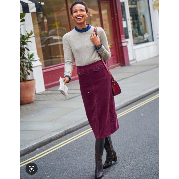 Boden NWT Navy Corduroy Midi Skirt size 8R - Picture 9 of 15